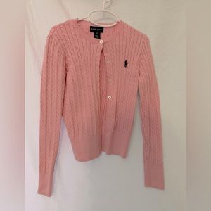 Ralph Lauren girls size 8 pink cableknit cardigan sweater